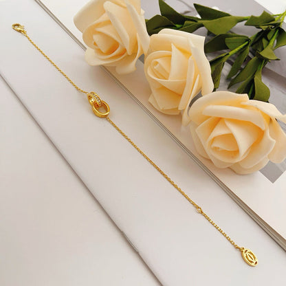[Rosla]LOVE DOUBLE RING HALF DIAMOND BRACELET