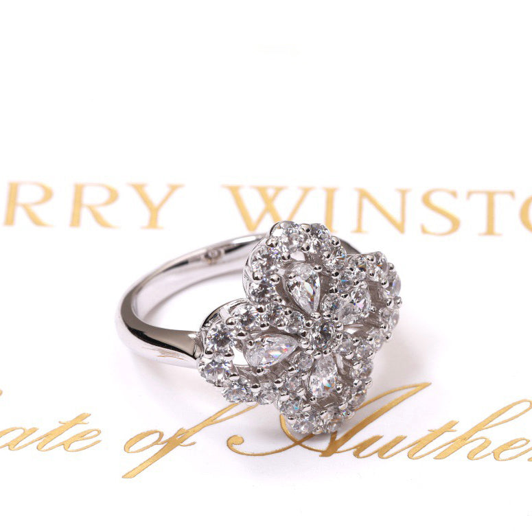[Rosla]LOOP RING FULL MOTIF DIAMOND 16MM SILVE