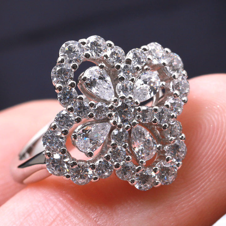 [Rosla]LOOP RING FULL MOTIF DIAMOND 16MM SILVE
