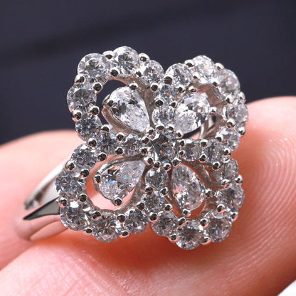 [Rosla]LOOP RING FULL MOTIF DIAMOND 16MM SILVE