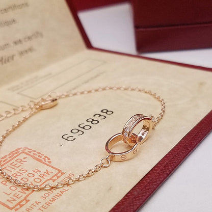 [Rosla]LOVE DOUBLE RING HALF DIAMOND BRACELET
