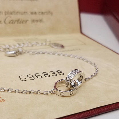 [Rosla]LOVE DOUBLE RING HALF DIAMOND BRACELET
