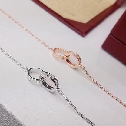 [Rosla]LOVE DOUBLE RING HALF DIAMOND BRACELET
