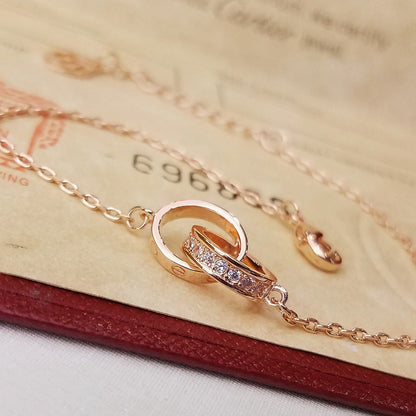 [Rosla]LOVE DOUBLE RING HALF DIAMOND BRACELET