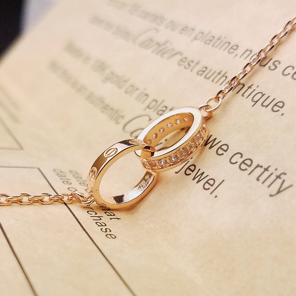 [Rosla]LOVE DOUBLE RING HALF DIAMOND BRACELET