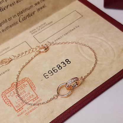 [Rosla]LOVE DOUBLE RING HALF DIAMOND BRACELET