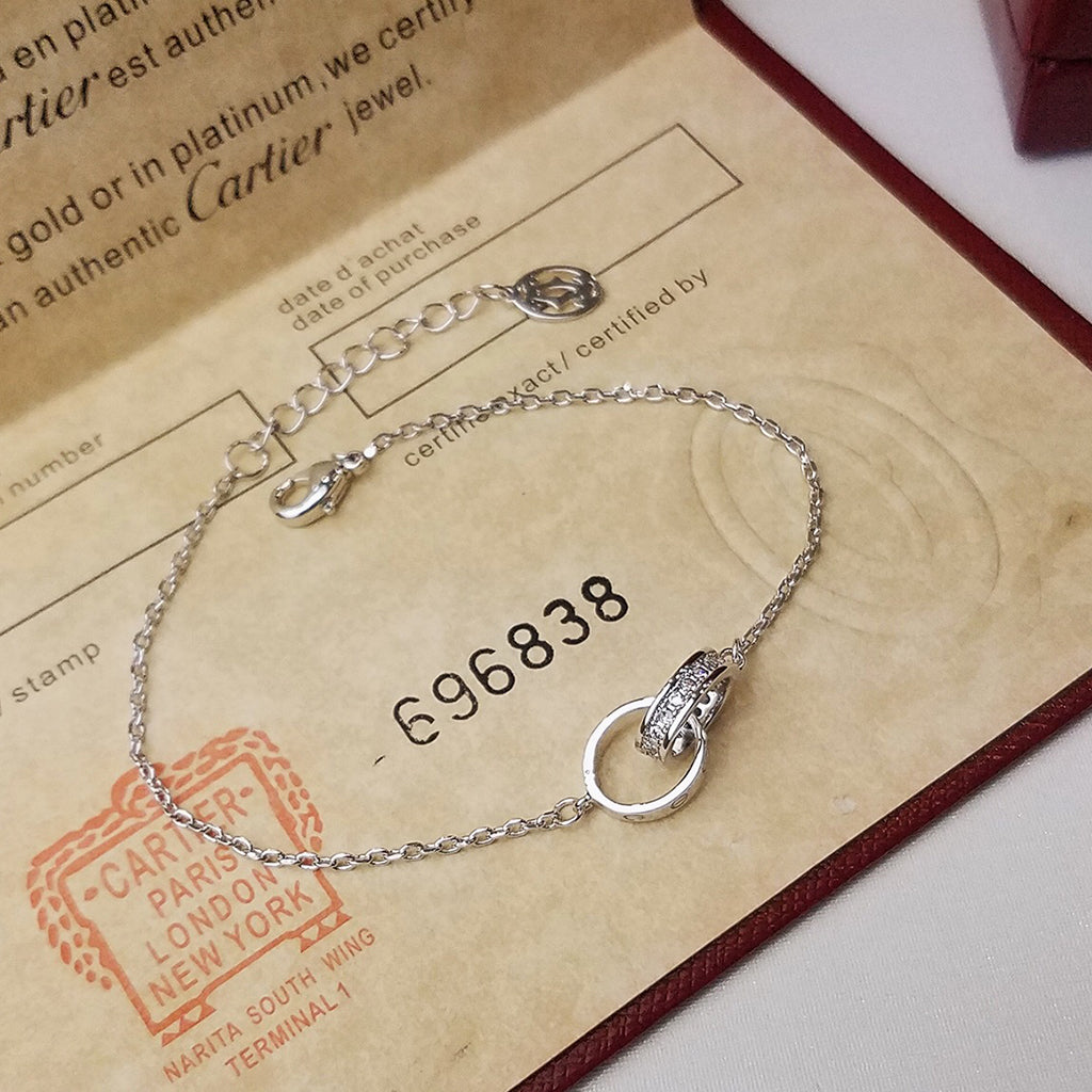 [Rosla]LOVE DOUBLE RING HALF DIAMOND BRACELET