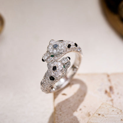 [Rosla]PANTHERE DOUBLE HEADED FULL DIAMOND  RING