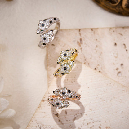 [Rosla]PANTHERE DOUBLE HEADED FULL DIAMOND  RING