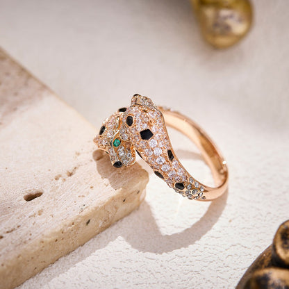 [Rosla]PANTHERE DOUBLE HEADED FULL DIAMOND  RING