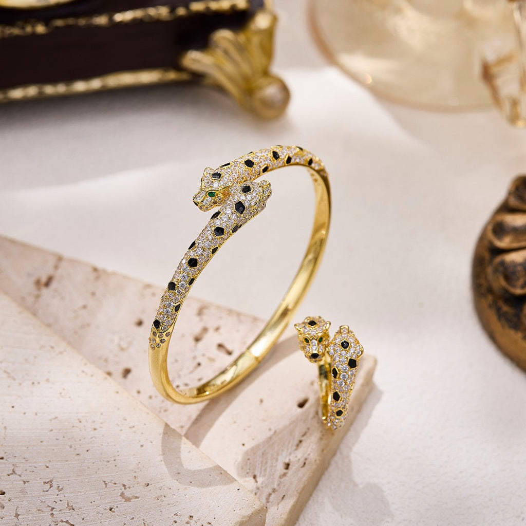 [Rosla]PANTHERE DOUBLE HEADED FULL DIAMOND  RING
