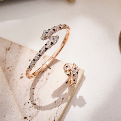 [Rosla]PANTHERE DOUBLE HEADED FULL DIAMOND  RING