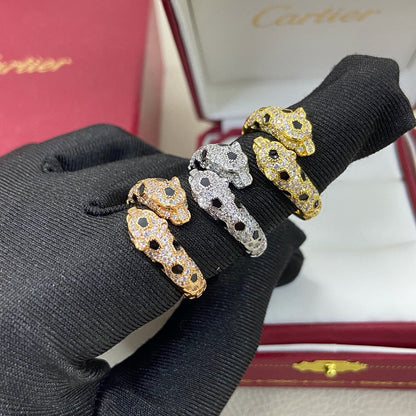 [Rosla]PANTHERE DOUBLE HEADED FULL DIAMOND  RING