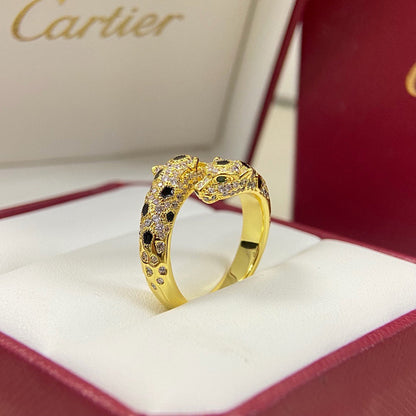 [Rosla]PANTHERE DOUBLE HEADED FULL DIAMOND  RING