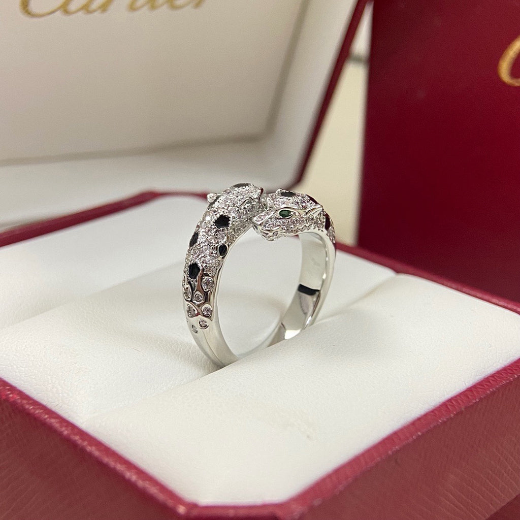 [Rosla]PANTHERE DOUBLE HEADED FULL DIAMOND  RING