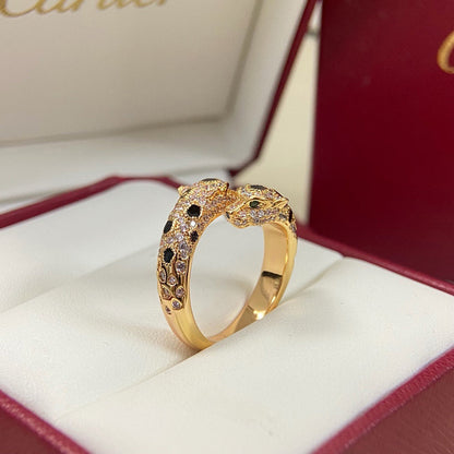 [Rosla]PANTHERE DOUBLE HEADED FULL DIAMOND  RING