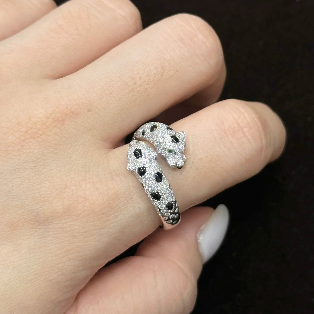 [Rosla]PANTHERE DOUBLE HEADED FULL DIAMOND  RING