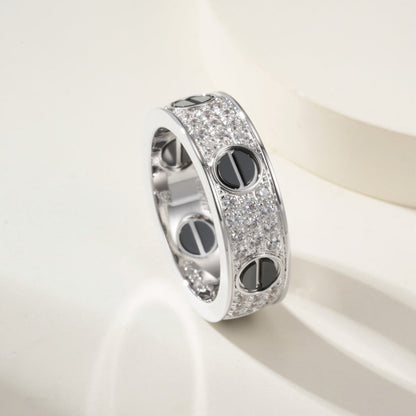 [Rosla]LOVE RING 5.5MM DIAMONDS PAVED CERAMIC