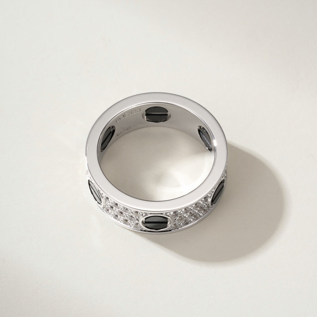 [Rosla]LOVE RING 5.5MM DIAMONDS PAVED CERAMIC