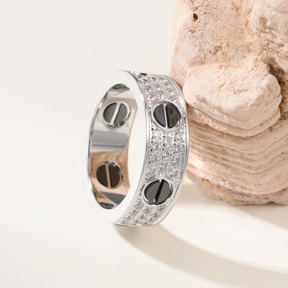 [Rosla]LOVE RING 5.5MM DIAMONDS PAVED CERAMIC