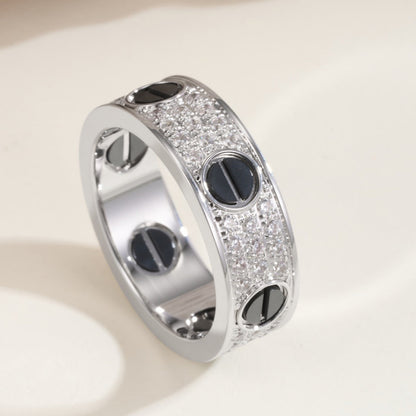 [Rosla]LOVE RING 5.5MM DIAMONDS PAVED CERAMIC