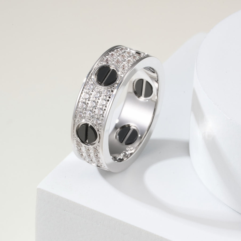 [Rosla]LOVE RING 5.5MM DIAMONDS PAVED CERAMIC
