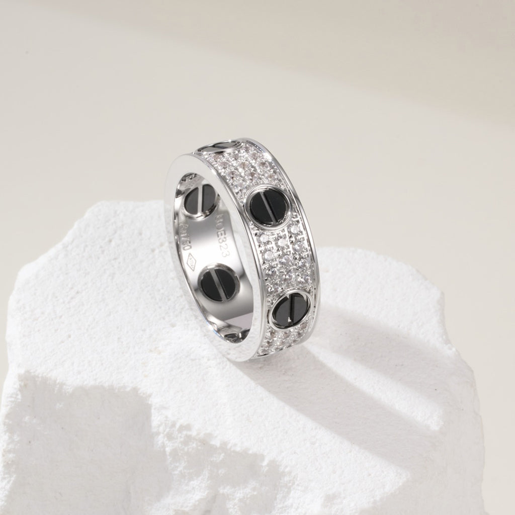 [Rosla]LOVE RING 5.5MM DIAMONDS PAVED CERAMIC