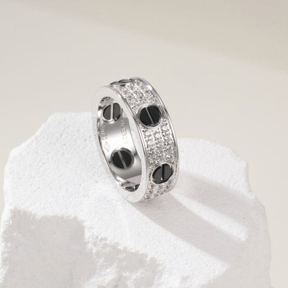 [Rosla]LOVE RING 5.5MM DIAMONDS PAVED CERAMIC