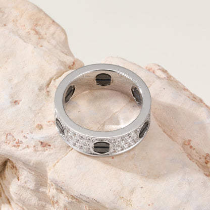 [Rosla]LOVE RING 5.5MM DIAMONDS PAVED CERAMIC