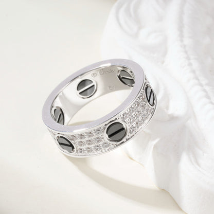 [Rosla]LOVE RING 5.5MM DIAMONDS PAVED CERAMIC