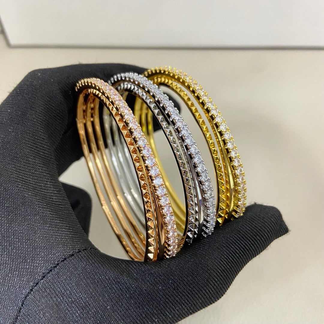 [Rosla]ETINCELLE HALF-PAVED DIAMOND BRACELET