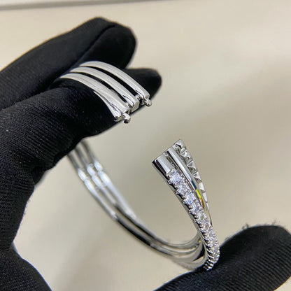 [Rosla]ETINCELLE HALF-PAVED DIAMOND BRACELET