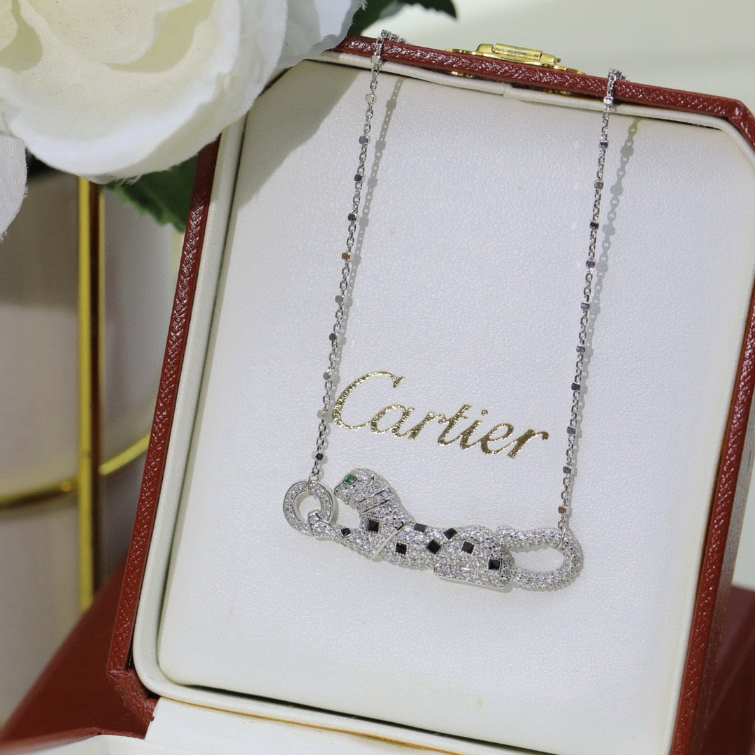 [Rosla]PANTHERE PAVED DIAMOND NECKLACE