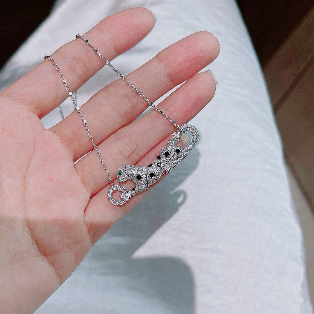 [Rosla]PANTHERE PAVED DIAMOND NECKLACE