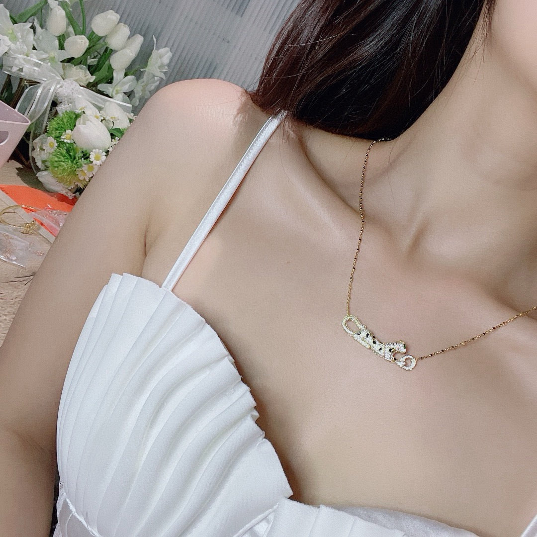 [Rosla]PANTHERE PAVED DIAMOND NECKLACE