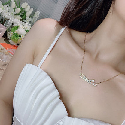 [Rosla]PANTHERE PAVED DIAMOND NECKLACE