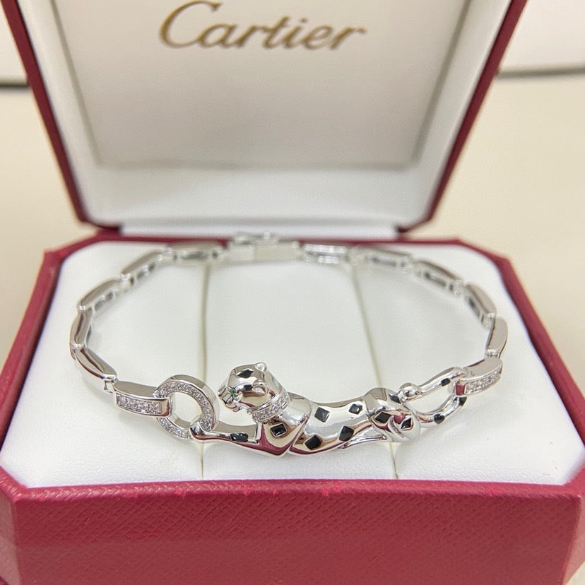 [Rosla]PANTHERE HALF DIAMOND ON CHAIN BRACELET