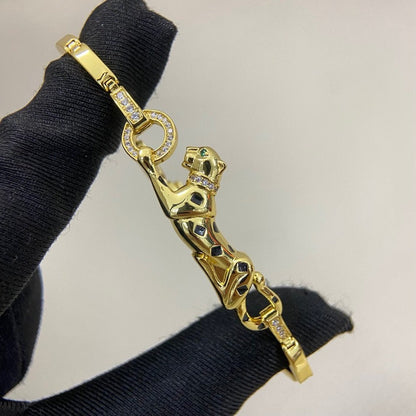 [Rosla]PANTHERE HALF DIAMOND ON CHAIN BRACELET
