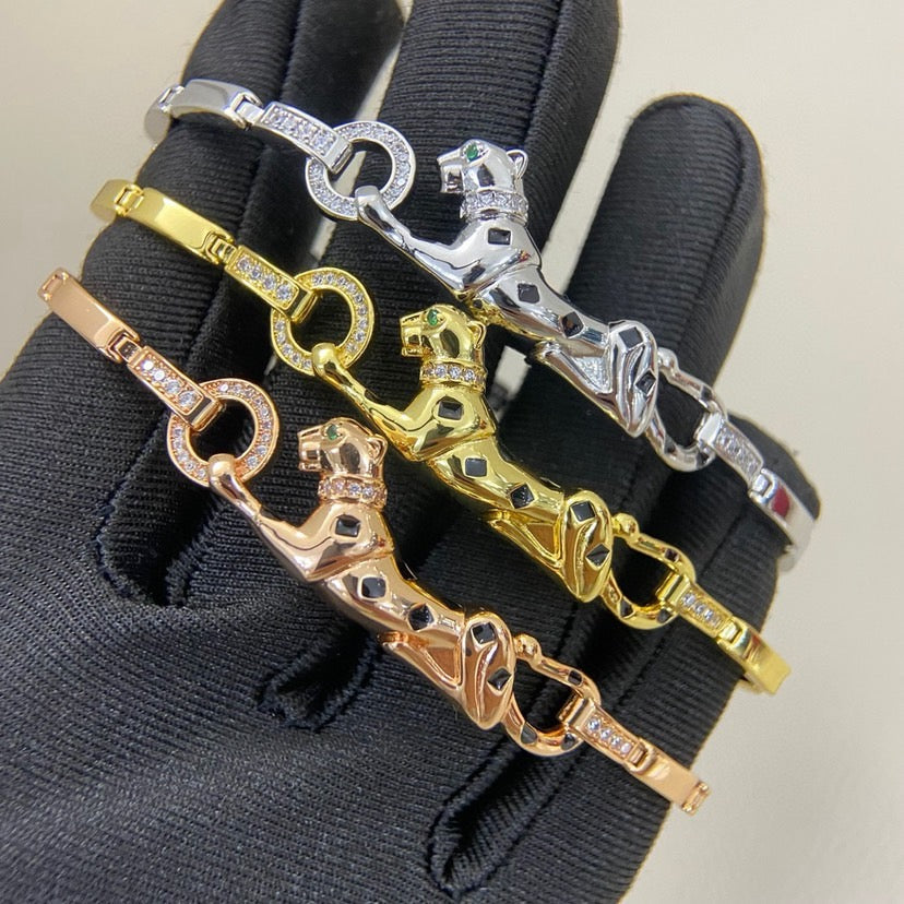[Rosla]PANTHERE HALF DIAMOND ON CHAIN BRACELET
