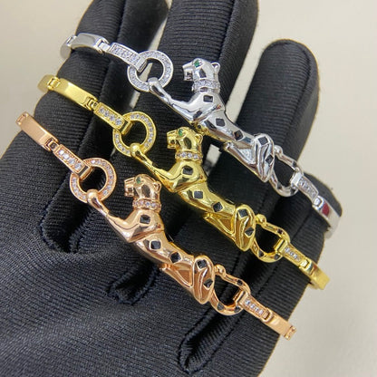 [Rosla]PANTHERE HALF DIAMOND ON CHAIN BRACELET