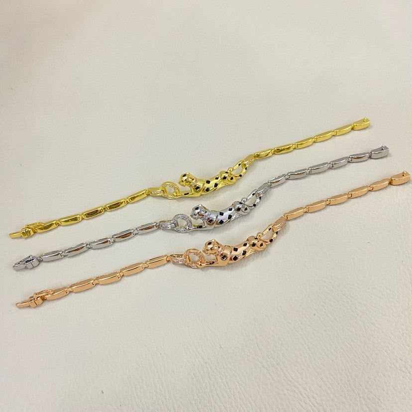 [Rosla]PANTHERE HALF DIAMOND ON CHAIN BRACELET