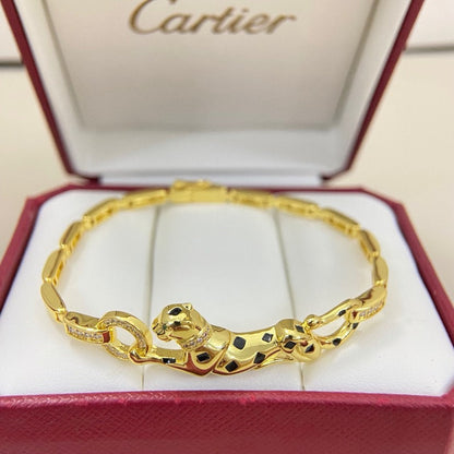 [Rosla]PANTHERE HALF DIAMOND ON CHAIN BRACELET