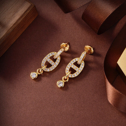 [Rosla]HM CHAINE DIAMOND EARRINGS
