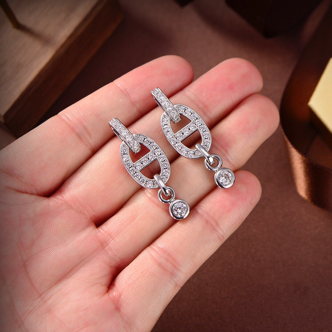 [Rosla]HM CHAINE DIAMOND EARRINGS