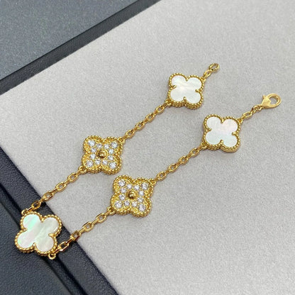 [Rosla]CLOVER WHITE PEARL MOP 5 MOTIF BRACELET COLLECTION