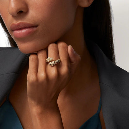 [Rosla]PANTHERE DOUBLE HEADED FULL DIAMOND  RING