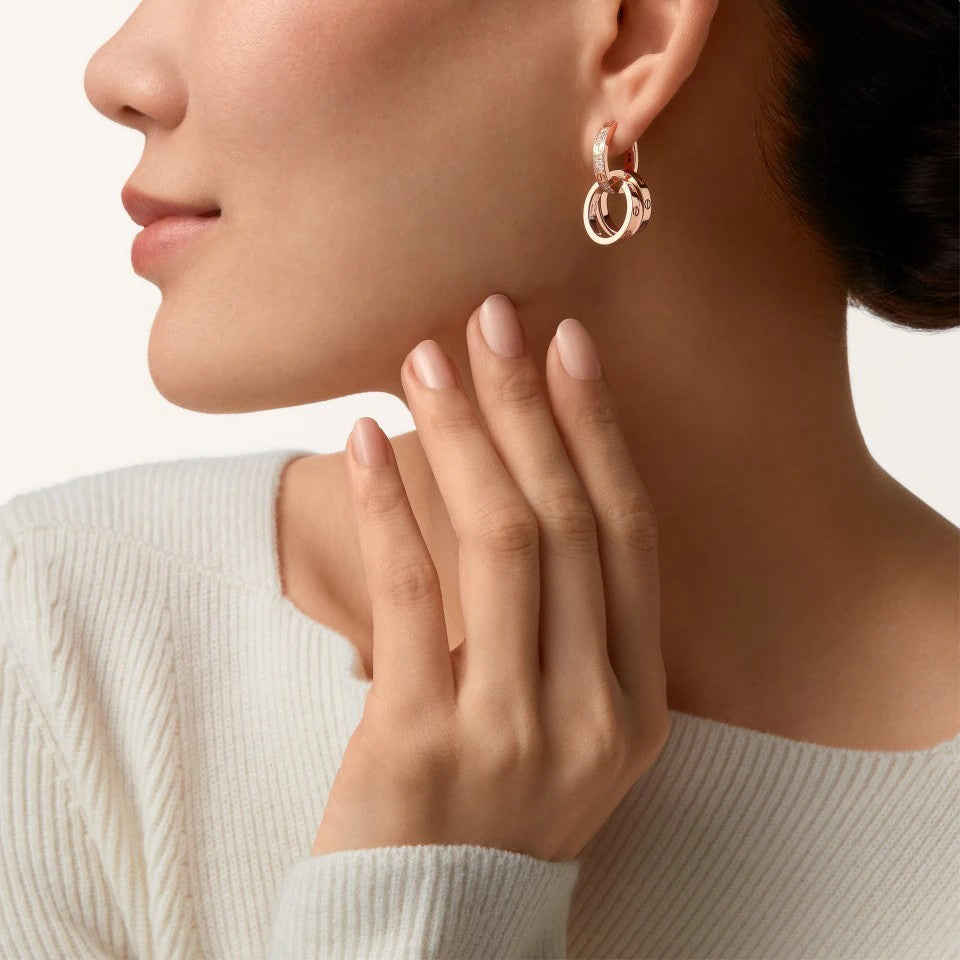 [Rosla]LOVE 3.3MM DANGLE HALF DIAMOND EARRINGS