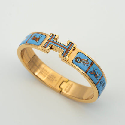 [Rosla]H PINK GOLD BRACELET BLUE CERAMIC