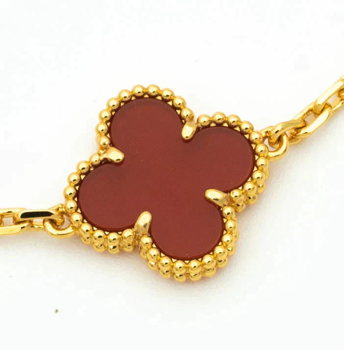 [Rosla] CLOVER 5 MOTIF RED CORNELIAN BRACELET COLLECTION