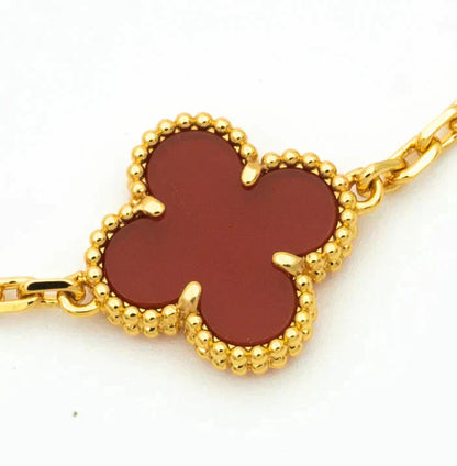 [Rosla] CLOVER 5 MOTIF RED CORNELIAN BRACELET COLLECTION